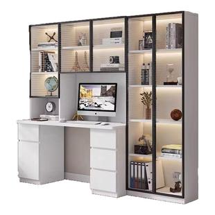 实木书桌书架组合带书柜一体家用台式电脑桌儿童学生学习写字桌子