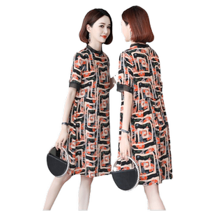 重磅双绉真丝连衣裙女小个子妈妈高端印花气质韩版桑蚕丝裙子夏季