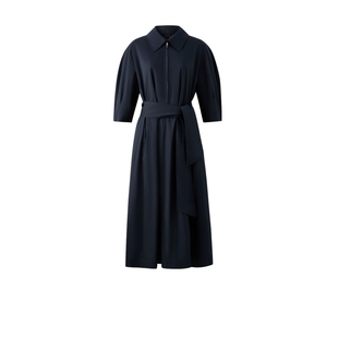 PRICH时尚复古泡泡袖半拉链衬衫连衣裙春季收腰A摆裙子女