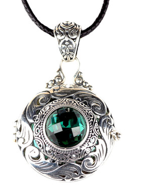 纯银可打开花纹空心项链镂空香囊