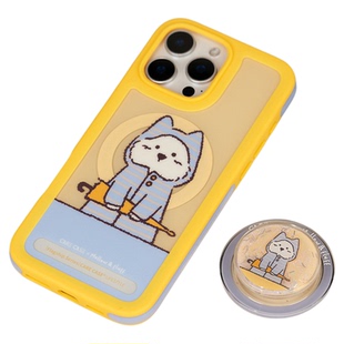 CARECASE 雨伞黄边磁吸手机壳/流沙设计磁吸支架 适用于苹果iPhone17 16 15 14 Pro Max 线条插画 简约可爱