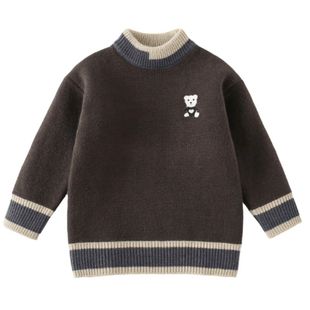 男童毛衣冬款2025新款洋气卡通套头加绒加厚儿童一体绒打底针织衫