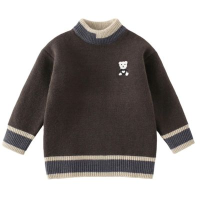 男童毛衣冬款2025新款洋气卡通套头加绒加厚儿童一体绒打底针织衫