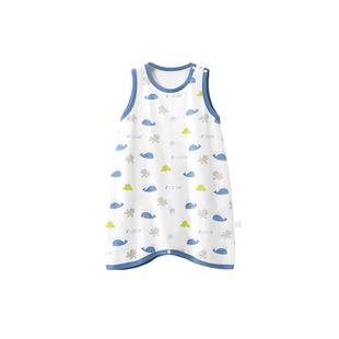 婴儿睡袍夏季薄款睡衣宝宝睡裙男童家居服空调服儿童防踢背心睡袋