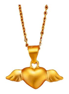 越南沙金小天使吊坠项链女黄铜镀金在逃公主挂坠锁骨链项坠