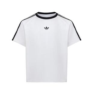 女大童亲肤三条纹运动短袖上衣T恤夏季新款adidas阿迪达斯三叶草