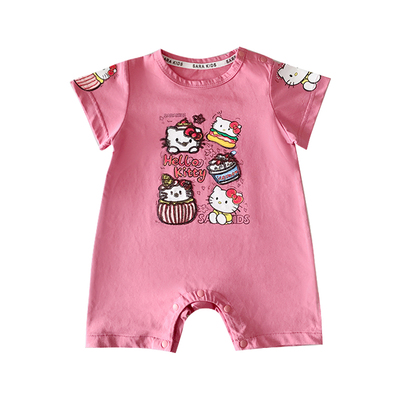 sarakids亲子装一家三口夏高级感夏季超萌可爱婴儿衣服夏短袖外出