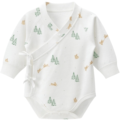 乖奇熊新生儿长袖绑带包屁衣纯棉