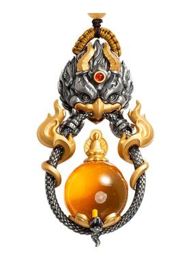 觉行大鹏鸟吊坠藏式蓝珀项链