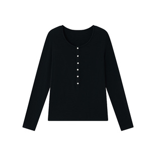 【所有姐姐的衣橱直播间】觅伴灰色打底女2026新款半扣慵懒感修身