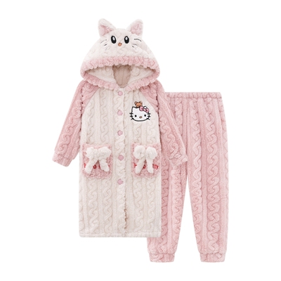 女童睡衣珊瑚绒秋冬儿童女孩睡袍