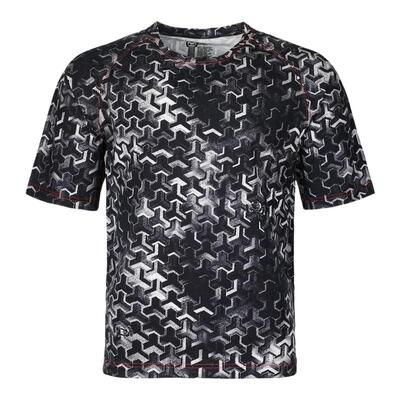 山君语山文甲铠甲几何印花短袖T