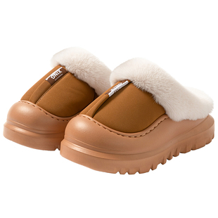 情侣棉拖鞋女秋冬季家居简约厚底增高拖鞋男冬天毛绒保暖防滑轻便