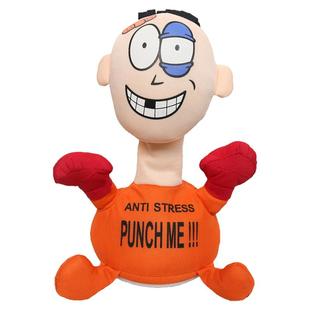 创意拳击毛绒玩偶电动玩具解压发泄惨叫出气整蛊公仔击打挨揍抗揍