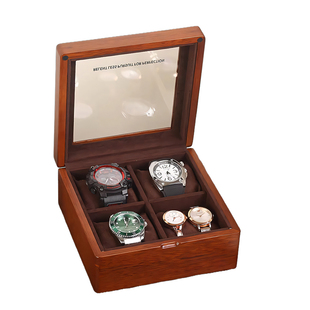 俪丽玻璃天窗手表收纳盒实木简约木质手表盒腕表带盖轻奢分格表盒