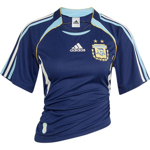 Adidas/阿迪达斯官方正品夏季女士足球休闲褶皱修身短袖T恤KE2289