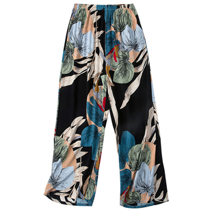 棉绸夏季七分睡裤女夏短宽松人造棉棉绸裤子大码阔腿家居裤可外穿