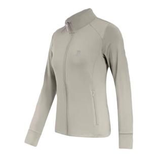 骆驼瑜伽外套女秋季薄绒保暖修身连帽拉链外穿运动上衣黑色户外服