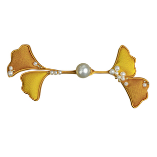 原创手工旗袍盘扣扣子珍珠银杏花硬扣中式汉服纽扣装饰扣辅料女