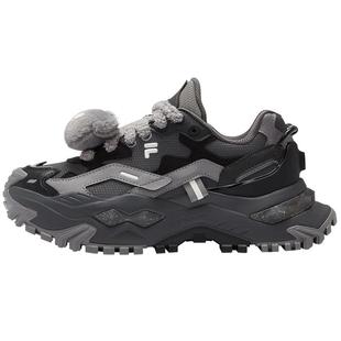 FILA FUSION斐乐潮牌硬糖鞋女鞋秋冬款厚底增高黑色通勤鞋运动鞋