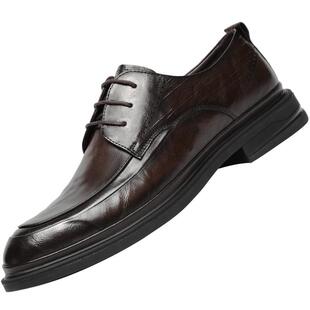 VOLO犀牛男士休闲皮鞋男款商务正装德比鞋真皮高端增高男鞋爸爸鞋