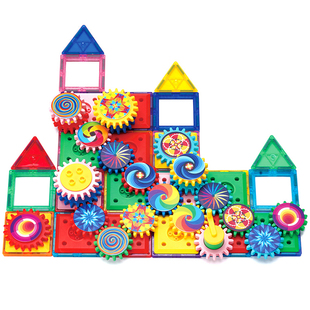 科博齿轮磁力片积木创新拼图玩具益智儿童磁性拼装塑料组装吸铁石