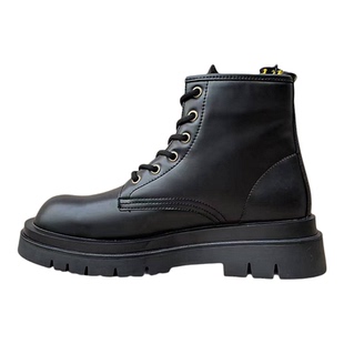 稀缺牛皮马丁靴男系带保暖圆头外贸工装鞋高帮大头皮鞋男真皮厚底