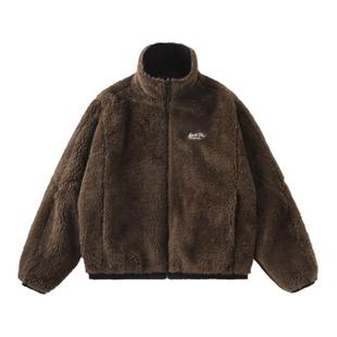 LAMLICKA美式复古立领羊羔绒棉服外套男宽松慵懒风保暖双面穿外套