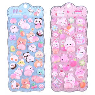 日系软萌屁屁贴立体卡通贴画sticker可爱小动物贴纸水蜜桃屁屁贴