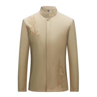 夏季新中式轻薄长袖衬衫男立领唐装防晒衣痞帅国风中山装汉服外套