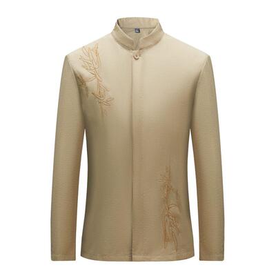 夏季新中式长袖衬衫男立领唐装