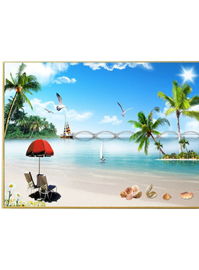 栗梦卧室壁画现代风景海景画单幅