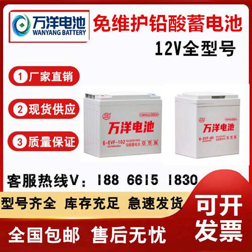 万洋电动汽车6EVF10012V120AH蓄电池48V80安60V70电轿铅酸电瓶