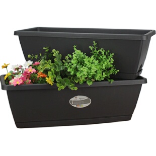 环球霍伦长方形树脂花盆室外种菜盆长条形蓄水马槽盆绿植花卉花盆