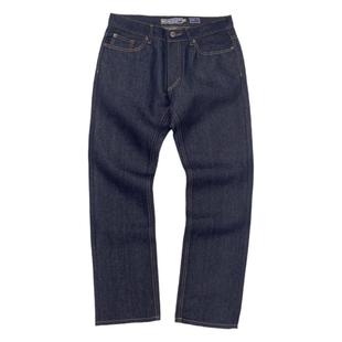 深蓝原色牛仔裤男未脱浆脱色硬挺简约复古宽松直筒休闲养牛长裤男