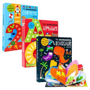英文原版绘本  我的尖叫字母书数字书动物书 My Awesome Alphabet Book/Counting 1-20/Dinosaur Book 儿童早教启蒙创意异型纸板书