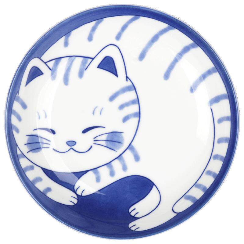 日本进口高温釉下彩陶瓷碗碟招财萌猫高颜值餐具面碗饭碗汤碗盘子
