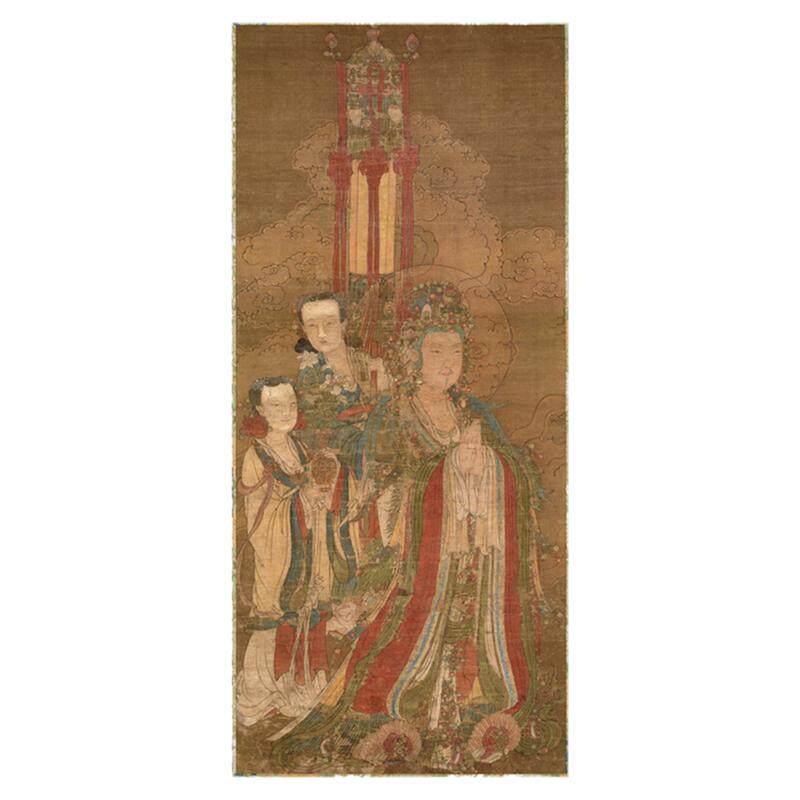 元代佚名菩萨画像 艺术纸微喷高清复制仿古佛像画王母像人物古画