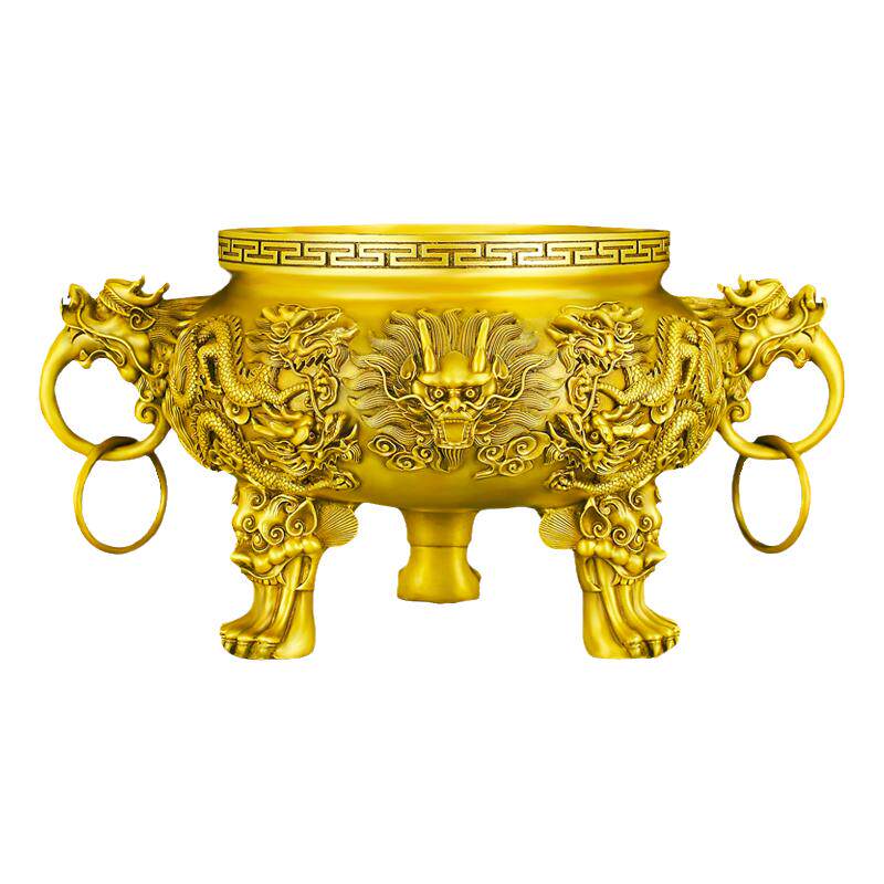 铜九龙香炉摆件佛堂寺庙工艺品