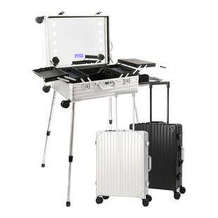 OBOX镁铝合金化妆箱专业新娘跟妆箱带灯支架音响钢化镜指纹锁箱子