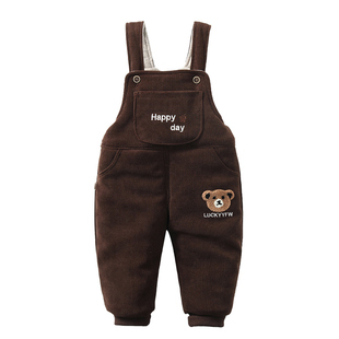 宝宝背带棉裤冬夹棉男童儿童外穿一岁幼儿男宝婴儿背带裤冬季加厚