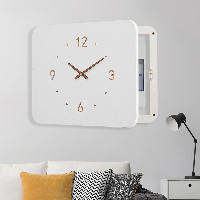 木工小舅 简约电表箱带钟表遮挡箱 时钟空开箱装饰挂画配电箱遮丑
