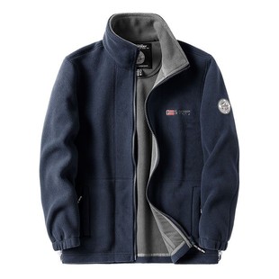 抓绒衣男款秋冬季加厚摇粒绒外套男连帽双面绒上衣大码羊羔绒夹克