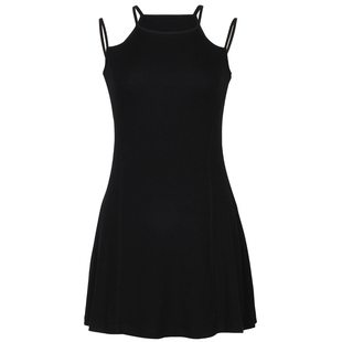 superr 黑白紫三色基础款打底内搭弹力针织短款细吊带连衣裙女