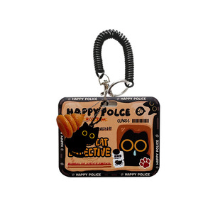 HAPPY原创FBI小黑猫便携卡包包配饰套学生地铁通勤门禁证件收纳套