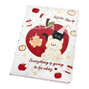 苹果小熊PU皮质彩页精装本2025年新款高颜值日记本好看的全彩内页A5手账本学生笔记本ins加厚记事本可爱女生