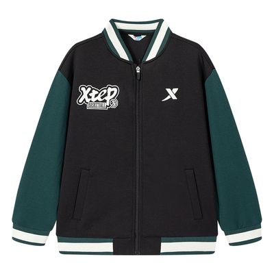 【商场同款】特步童装男童秋季新款男童休闲针织外套中大童棒球服