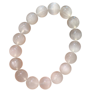 天然顺发白兔毛单圈手链绒发水晶时尚圆珠手串情侣款饰品礼物男女