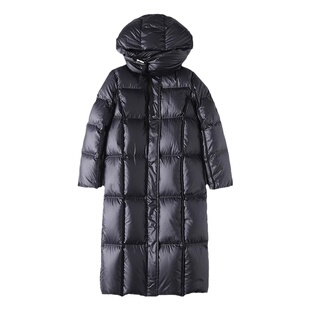 高端品牌羽绒服女2025新款冬季大牌时尚白鸭绒修身加厚连帽中长款