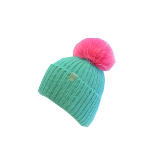 花儿与少年儿童针织狐狸毛球帽女冬保暖兔毛绒帽百搭毛线帽宝宝男